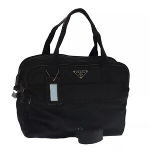 PRADA Boston Bag Nylon Leather 2way Black Silver